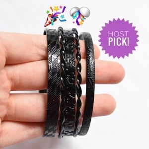 NEW 5 High Quality / Hefty Black Metal Bangles set
